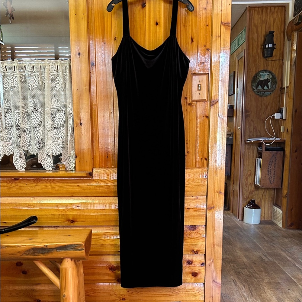 Alex Evenings Black Velvet Maxi Slip Dress